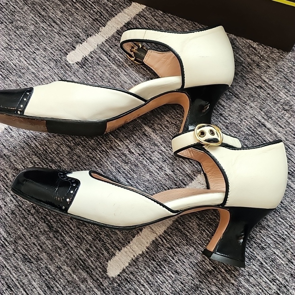 Anyi Lu Women's Black and White Mary Jane Shoes - Picture 5 of 5